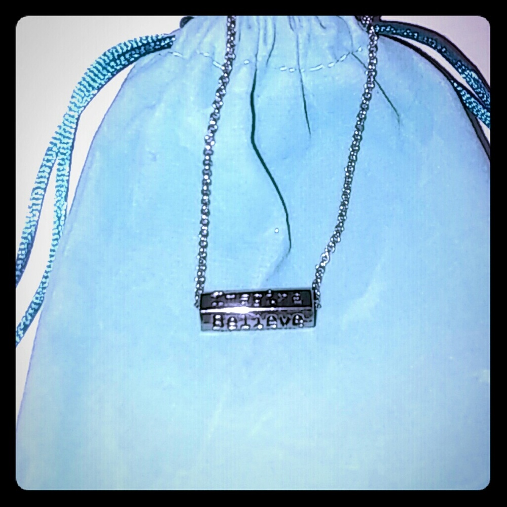Lia Sophia sentiment necklace with rhinestones EUC